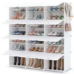 Produktbild: HOMIDEC Schuhregal, 7-stufiger Schuhschrank Schuhaufbewahrung für 42 Paar Schuhe und Stiefel, Kunststoff-Schuhregale Schuh Organizer für Flur Schlafzimmer Eingang, Weiß