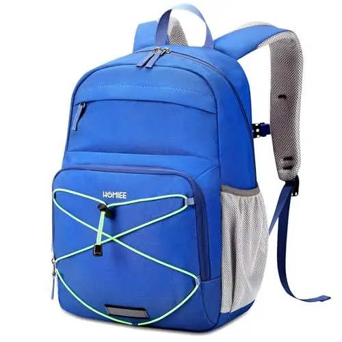 Produktbild: HOMIEE Kinderrucksäcke Jungen Mädchen für 5-12 Jährige 18L Bequeme Schulrucksack mit Brustgurt,Wanderrucksack Outdoor-Daypack mit Gepolsterten Schultergurten Hellblau