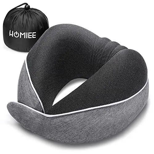 Produktbild: HOMIEE Nackenkissen Flugzeug Auto Reisekissen Nackenhörnchen Memory Foam Reise Neck Pillow Travel Comfy Ergonomisches Nackenstützkissen Orthopädisches Kissen Kopfkissen Erwachsene (Neu Grau)
