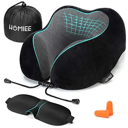 Produktbild: HOMIEE Nackenkissen Flugzeug Auto Reisekissen Nackenhörnchen Memory Foam Reise Neck Pillow Travel Comfy Ergonomisches Nackenstützkissen Orthopädisches Kissen Kopfkissen Erwachsene