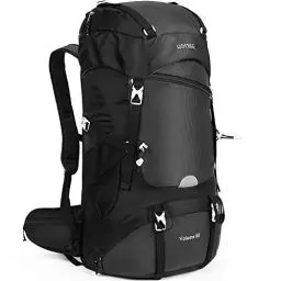 Produktbild: HOMIEE Wanderrucksack, 50 – 60 l, Trekkingrucksack mit Regenhülle, großer Kapazität, multifunktional, für Bergsteigen, Klettern, Trekking, Sport, Reisen, Camping