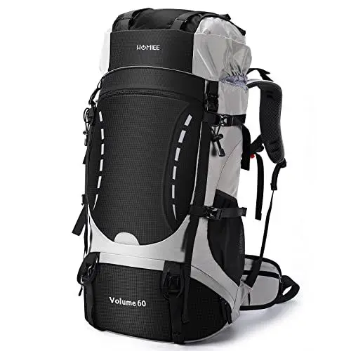 Produktbild: HOMIEE Wanderrucksack 60L, Trekkingrucksack Herren Damen Camping Trekking Rucksack Reiserucksack Wanderrucksack Wasserdicht Groß mit Regenabdeckung für Reisen, Hiking, Camping, Wandern
