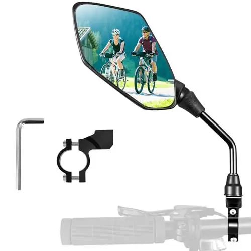 Produktbild: Homieway Fahrradspiegel,HD Fahrrad Rückspiegel Konvexspiegel,Extra Große Spiegelfläche Motorrad spiegel, Echtglas Fahrrad Spiegel für E-Bike Lenker Links(21-25mm)