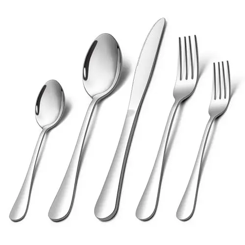 Produktbild: Homikit Besteck Set, 30-teilig Besteckset Essbesteck Set für 6 Personen, Edelstahl poliert Tafelbesteck Set mit Messer Gabel Löffel für Haus Küche Restaurant, Gesund & spülmaschinengeeignet