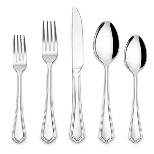 Produktbild: Homikit Besteck Set, Besteckset 30 teilig für 6 Personen mit Messer Gabel Löffel, Edelstahl poliert Essbesteck Tafelbesteck Set mit Gewellter Rand für Haus Küche Restaurant, Spülmaschinengeeignet
