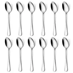 Produktbild: Homikit Kaffeelöffel 12 Stück, Edelstahl poliert Teelöffel Dessertlöffel Set, 13,5cm, Kleiner Löffel Set für Zuhause Restaurant Hotel Café, Runde Griffe & Glänzend, Spülmaschinenfest