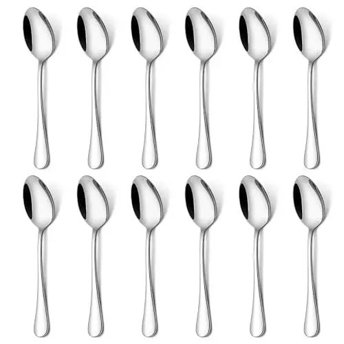 Produktbild: Homikit Kaffeelöffel 12 Stück, Edelstahl poliert Teelöffel Dessertlöffel Set, 13,5cm, Kleiner Löffel Set für Zuhause Restaurant Hotel Café, Runde Griffe & Glänzend, Spülmaschinenfest