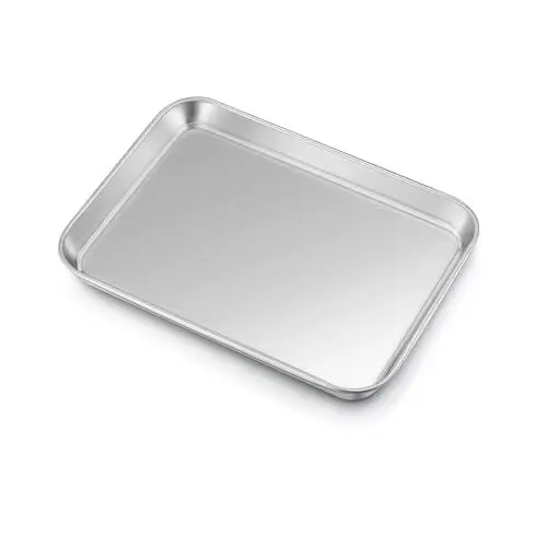 Produktbild: Homikit Klein Backblech, Rechteckig Ofenblech Kuchenblech aus Edelstahl, Backofenblech für Backen Braten Servieren, 23,7 * 17,8 * 2,5cm, Spülmaschinenfest
