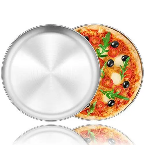 Produktbild: Homikit Pizzablech Set, 2 Stück Edelstahl Rund Pizzaform Pizza Backblech zum Backen im Ofen, 26 cm, Ungiftig & Langlebig, Einfach zu Reinigen & Spülmaschinenfest