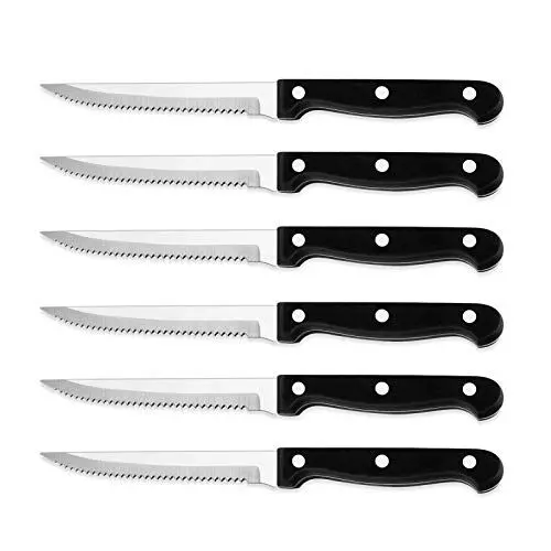 Produktbild: Homikit Steakmesser Set, 6-teilig Gezacktes Steakbesteck, Edelstahl Steak Besteck Messer für Haus Restaurant, Rostfrei & Spülmaschinenfest