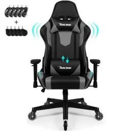 Produktbild: Homimaster Gaming Stuhl, Bürostuhl Ergonomisch mit verstellbare Lendenkissen, Kopfkissen und Armlehnen,Gaming Chair Gepolstert,Gamer Stuhl Wippfunktion,Gaming Stuhl 150 kg Belastbarkeit