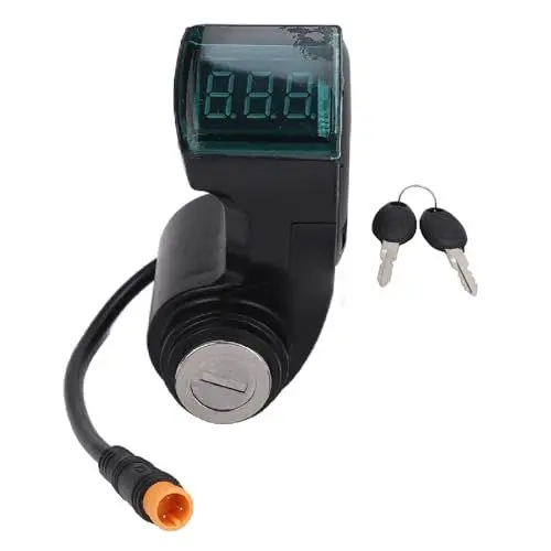 Produktbild: Hominas E-Bike Daumen Gas, Elektroroller Zündschloss 3 Polig Elektrofahrrad Gashebel Schalter Digitale Batteriespannungsanzeige Schalter Leistung für Kugoo M5
