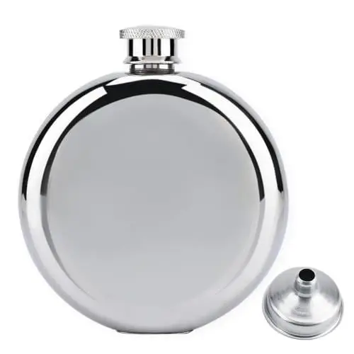 Produktbild: Hominas Flachmann mit Trichter, 150 ml Whisky Alkohol Flachmann Edelstahl Hip Flask Taschenkolben Alkoholflasche für Männer Frauen