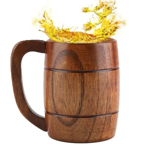 Produktbild: Hominas Hölzerner Trinkbecher,400 Ml Bierkrug Aus Holz Große Tasse Spaten Bier Kaffeetasse One Piecemänner Frauen Bierseidel Tasse Für Bars Restaurants Küche Und Hause