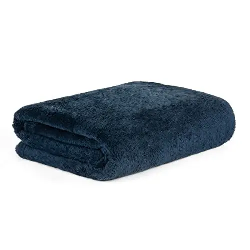 Produktbild: HOMLA Rote Fleecedecke Flauschig und Warm - für Couch Sofa und Bett Kuscheldecke Sofadecke Wohndecke - Pflegeleicht 150 x 200 cm Marineblau