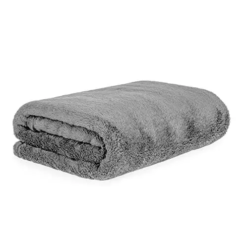 Produktbild: HOMLA Rote Fleecedecke Flauschig und Warm - für Couch Sofa und Bett Kuscheldecke Sofadecke Wohndecke - Pflegeleicht 150 x 200 cm Grau