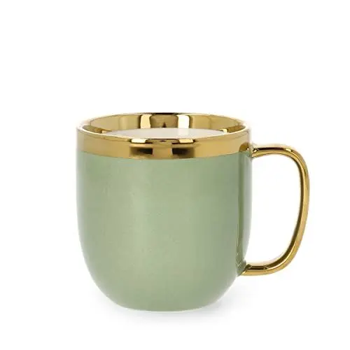 Produktbild: HOMLA Sinnes Tasse mit Goldener Verzierung - Becher Teetasse Kaffeebecher 0,28 l Porzellan Vergoldet Handbemalt Pistazie & Gold