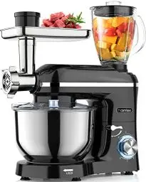 Produktbild: Homlee 3 in 1 Küchenmaschine 1800W Multifunktionale Knetmaschine 6-stufige Gescheindigkeit Mixer, mit Fleischwolf, 1.5L Saftpresse, 5.5L Edelstahlschüssel Teigmaschin