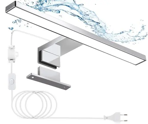 Produktbild: Hommie LED Spiegelleuchte Bad, 30CM Spiegelleuchte mit Schalter 5W 4000K Neutralweiß Spiegellampe Badezimmer Lampe 230V, Schrankleuchte, Schminklicht, Spiegel Beleuchtung, IP44 Wasserdicht