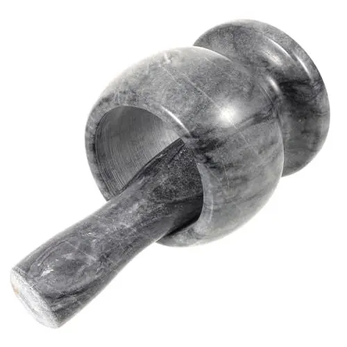 Produktbild: HOMOBABE 1 Satz Marmor Knoblauch Handbetriebene Knoblauchpresse mit Stößel für Küche und Design Ergonomisch für Gewürze und Pesto Schwarz