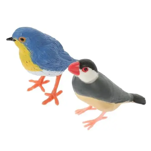 Produktbild: HOMOBABE 2stücke Landschaftsfigur Künstliche Vögel Dekoration Für Bonsai Mini Figuren Für Garten Und Raumgestaltung Lebendige Vogelornamente Blaues Küken Zebrafink