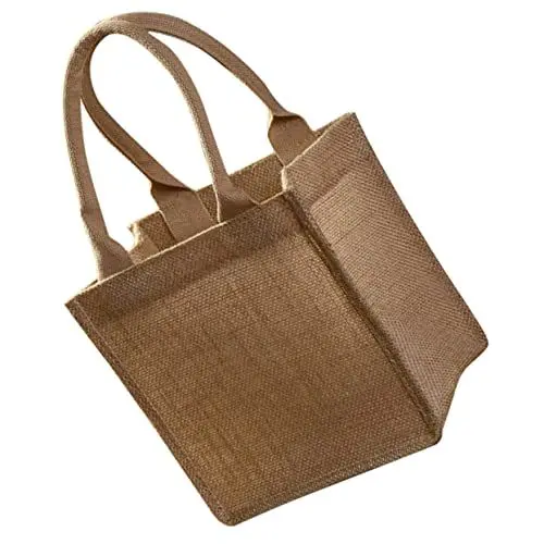 Produktbild: HOMOBABE Jute Tote Bag aus Natürlichem Jute Wiederverwendbare Einkaufstasche mit Griff DIY Leere Tasche für Kreative Projekte Klein für Hochzeiten Partys und Täglichen Gebrauch