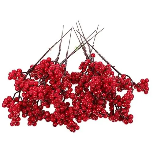 Produktbild: HOMOCONO 10 Stück Kunstliche Weihnachtsbeerenzweige Dekoration Blumenarrangement DIY-beerenzweig Für Innen Und Außendekoration