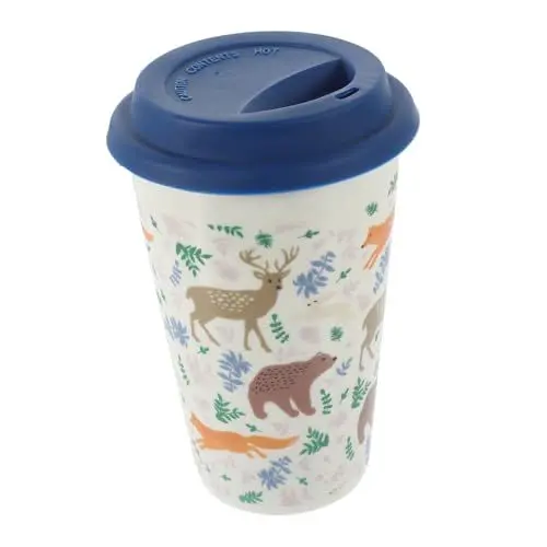 Produktbild: HOMOCONO Einzigartige Weihnachtstasse Keramikbecher Mit Deckel Isoliert Kaffeebecher Teetasse Silikondeckel Wärmeschutz Zufällige Farbe