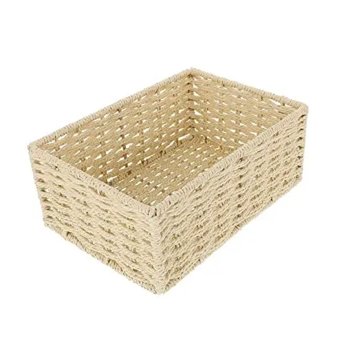 Produktbild: HOMOCONO 2St Aufbewahrungskiste Präsentationskorb herstellen Veranstalter für aufbwahrungsbox bewahrungsbox dekorativer Aufbewahrungskorb geflochtene Körbe zur Aufbewahrung Papierseil Beige