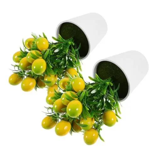 Produktbild: HOMOCONO 2sätze Künstliche Zitronen Bonsai in Töpfen Mini Potted Lemon Tree Dekoration Für Tisch Balkon Und Küche Pflegeleicht Realistische Und Lebendige Farben Für Ihr Zuhause