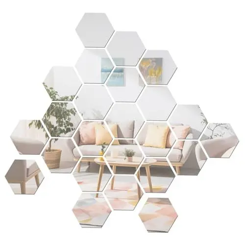 Produktbild: HOMOCONO Selbstklebende Spiegel-wandaufkleber 36 Stück Sechseck-Design Für Wohnzimmer Schlafzimmer Dekoration