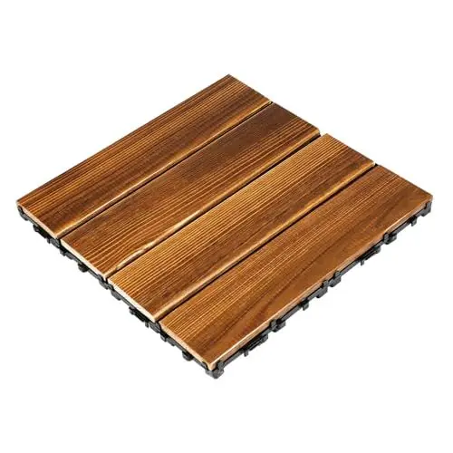 Produktbild: HOMOCONO Balkonboden Ineinander Greifende Terrassenfliesen Aus Holz Terrassenbelag Für Den Garten Robuste Außenfliesen