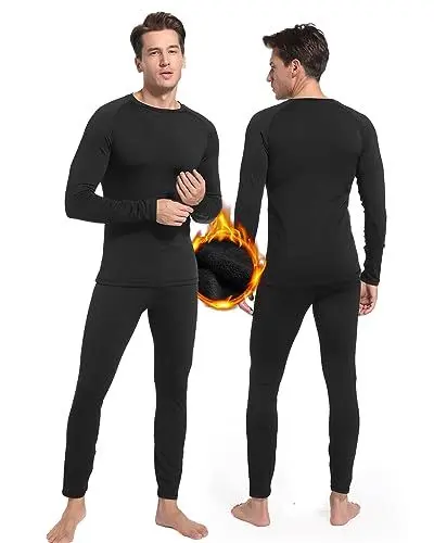 Produktbild: Homord Thermounterwäsche Herren, Atmungsaktiv Funktionsunterwäsche Skiunterwäsche Set Männer mit Innenfleece - Winter Lange Thermo Ski Unterwäsche Set für Joggen,Radfahren,Fußball,Skifahren,Motorrad