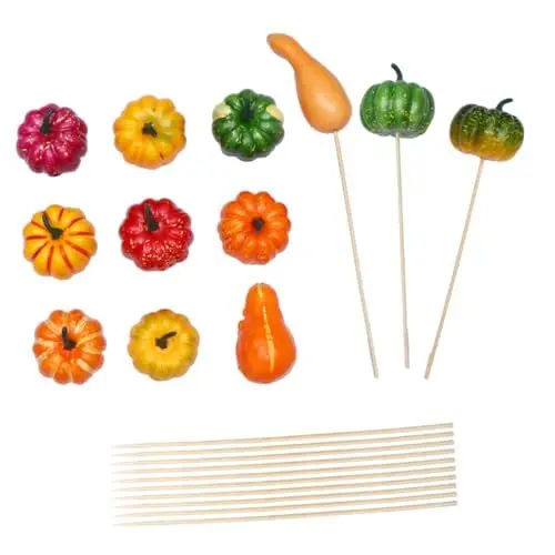Produktbild: Homoyoyo 12er Set Künstliche Kürbisse Mit Stiel - Dekorative Halloween-Stecker Für Tisch Und Garten Simulierte Schaumstoff Kürbisse Als Halloween Zubehör Und Deko Elemente