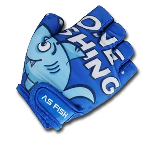 Produktbild: Homoyoyo Halbfingerhandschuhe Kinder-fahrradhandschuhe Mit Haifischmuster Größe Xs Rutschfest Schützend Atmungsaktiv Für Outdoor-sport