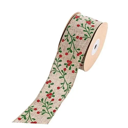 Produktbild: Homoyoyo 1 Rolle Weihnachtsband seidenband ribbon geschenkpakete bandfeile ripsband weihnachtliches grünes Band Weihnachts -Sackleinenband Weihnachtsmusterband Weihnachtsbastelband Schleife