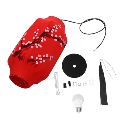 Produktbild: Homoyoyo 1 Satz Leuchter Chinesisches Japanische Laterne Chinesische Festlaterne Pendelleuchte Für Den Außenbereich Led- Sushi-wand Chinesische Gartenlaterne Asiatisch Rot Stoff
