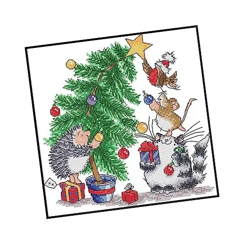 Produktbild: Homoyoyo 1satz Weihnachtsbaum Stickerei Kit Diy Kreuzstich Materialien Für Anfänger Ökologisches Baumwollgarn Für Festliche Dekorationen
