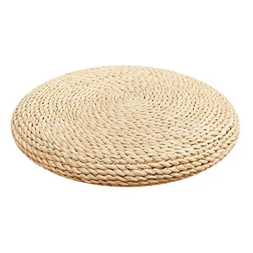 Produktbild: Homoyoyo Handgewebtes Meditationskissen Aus Stroh Runde Yoga-sitzmatte 30 X 30 cm Baumwollfüllung