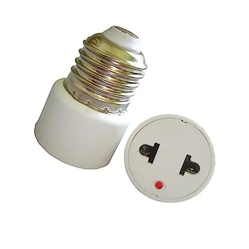 Produktbild: Europäischer Reise-Adapter E27 zu US Stecker|Hochwertiger Lampenadapter mit 2-Loch-Flachsteckdose|Konvertiert EU-Birnen für US-Steckdosen|Weißer Reise-Stromadapter für Globetrotter&Heimbeleuchtung