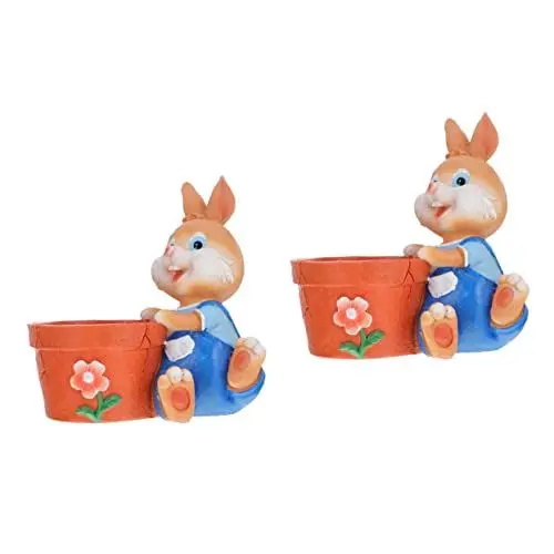 Produktbild: Homoyoyo 2 Stück Gartenvase Containerpflanze Kaninchenform Niedlich Mit Tischtopf Für Pflanzgefäß Harzdrainage EIN Hase Bonsai Lustiger Blumentopf Schöne Kreative Statue