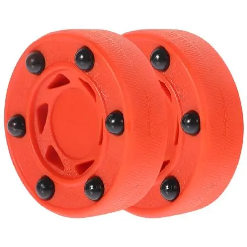 Produktbild: Homoyoyo 2 Stück Roller Hockey Spiel Hockey Puck mit Rollen Inline Hockey Pucks Street Hockey Puck für Indoor Outdoor Boden Hockey Bälle Floor Roller Hockey Spiel Training