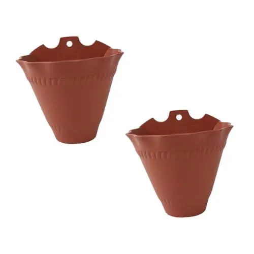 Produktbild: Homoyoyo 2er Set Halber Blumentopf Wand Hängetopf Aus Hochwertigem Harz – Ideal Für Indoor & Outdoor Pflanzen – Stilvolle Wandampel in Terrakotta- Für Jeden