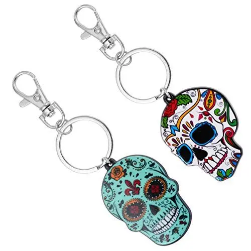 Produktbild: Homoyoyo 2st Totenkopf Schlüsselanhänger Halloween-totenkopf-schlüsselanhänger Halloween-schlüsselringe Unisex-schlüsselanhänger Geisterkopf Hängende Tasche Metall Männer Und Frauen