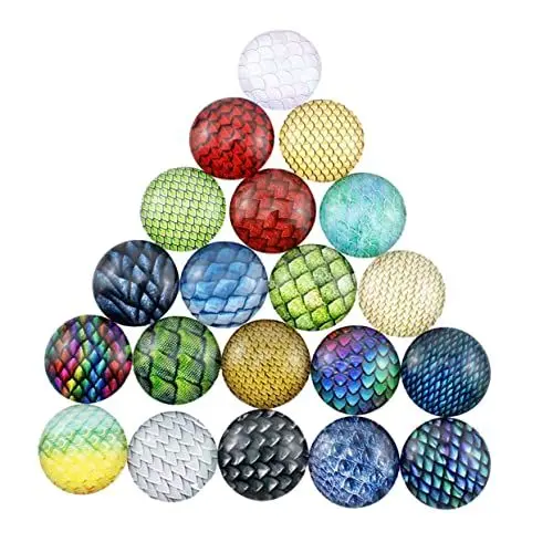 Produktbild: Homoyoyo 70 Stück Drachen Glasperlen - Runde Flache Kuppel-Cabochons in 20 Mm Für Schmuckherstellung Foto Cameo Anhänger Ohrringe Und Halsketten Mischfarben Für Kreative Projekte