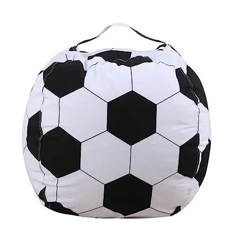 Produktbild: Homoyoyo Aufbewahrungstasche Für Fußball Sitzsack Mit Stauraum Stofftier-sitzsack Gefüllter Sitzsack Zur Aufbewahrung Sitzsack Für Kuscheltiere Füllung Veranstalter Polyester Weiß Kind