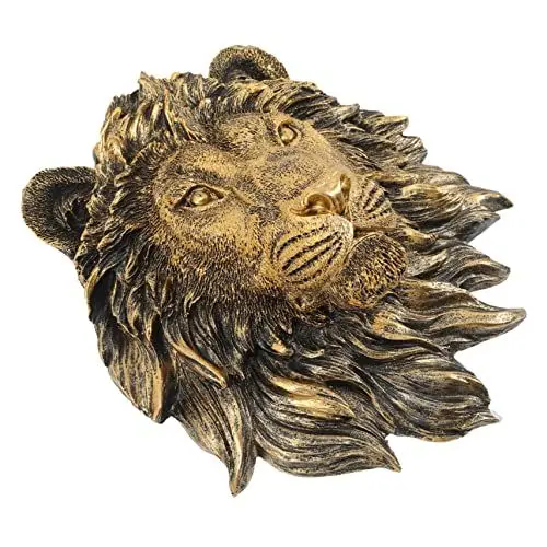 Produktbild: Homoyoyo Bronze Löwenkopf Imitiert Löwenstatuen Wohnkultur Wandbeschwörer Löwenbüste Statue Löwenskulptur Aus Löwe-wand- Löwe-kunstskulptur Figuren Wohnkultur Messing Wasserhahn Harz