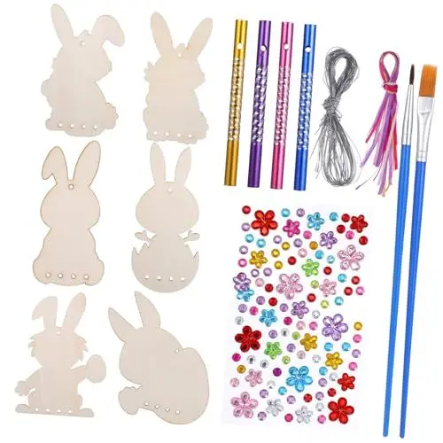 Produktbild: Homoyoyo Diy Windspiel Ostern Bastelset Mit Tierfiguren Windspiel-rohlingen Und Farben Österliche Dekoration Für Zuhause Handwerksprojekt Für Kreative Momente