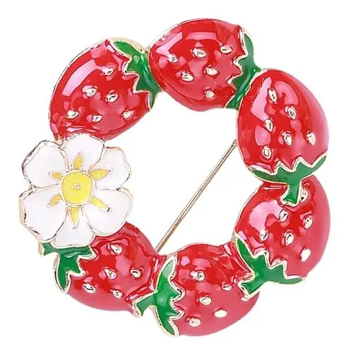 Produktbild: Homoyoyo Erdbeerbrosche Metallanstecknadel Für Kleidung Schal Tasche Dekorative Broschennadel Mit Blumendekor Für Damen Hut Reiseandenken Jubiläumsfeiern