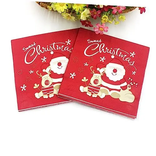 Produktbild: Homoyoyo Exquisit 20 Stück Weihnachtsservietten 40x40 Cm Mit Weihnachtsmann-Muster Aus Hochwertigem Für Festliche Anlässe Und Xmas Party Deko
